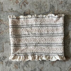 American Eagle Striped Ruffle Crop Tube Top